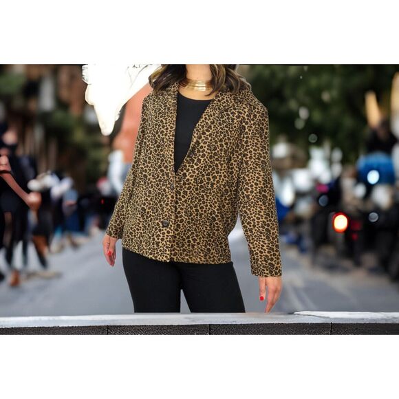 Vtg  Briggs Women Small Leopard Print Button Down Blazer‎ Jacket - Picture 1 of 9